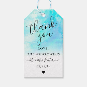 Ombre Watercolor Wedding Vielen Dank Tags - Blau Geschenkanhänger