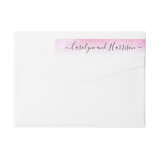 Ombre Watercolor Wedding Wraparound Labels - Rosa (Rückseite)