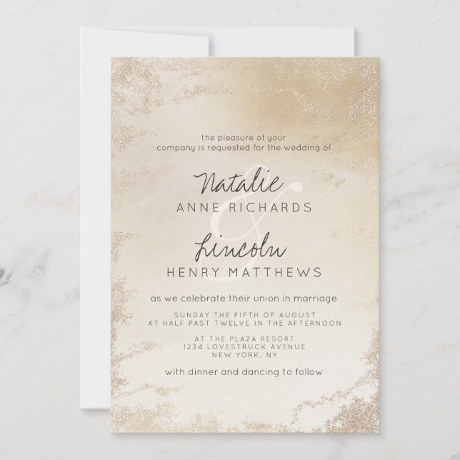 Ombre Yellow Mattiert Foil Watercolor Wedding Einladung (Vorderseite)