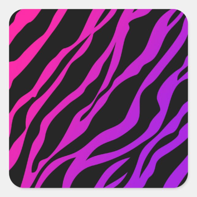 Ombre Zebra Print Quadratischer Aufkleber (Vorderseite)
