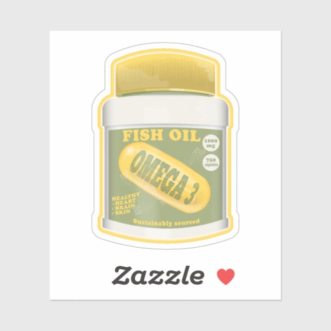 Omega 3 Fischöl Aufkleber (Blatt)