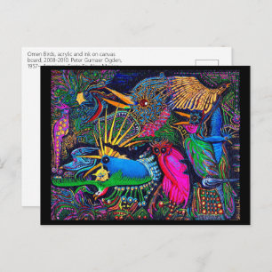 Omen Birds Postmoderne farbige Santa Fe Outsider Postkarte