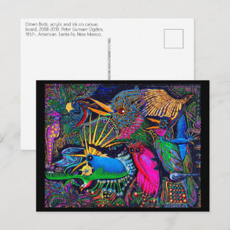 Omen Birds Postmoderne farbige Santa Fe Outsider Postkarte