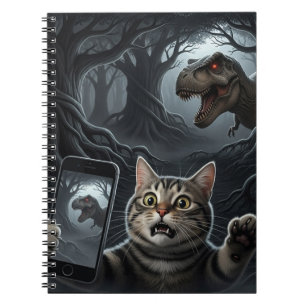OMG A Dinosaurier! Funny Cat Selfie mit T-Rex Notizblock