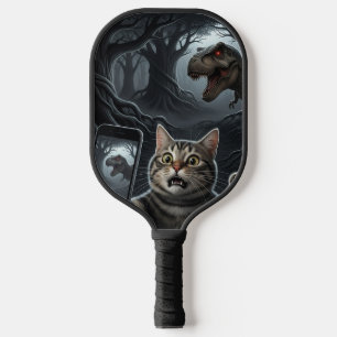 OMG A Dinosaurier! Funny Cat Selfie mit T-Rex Pickleball Schläger