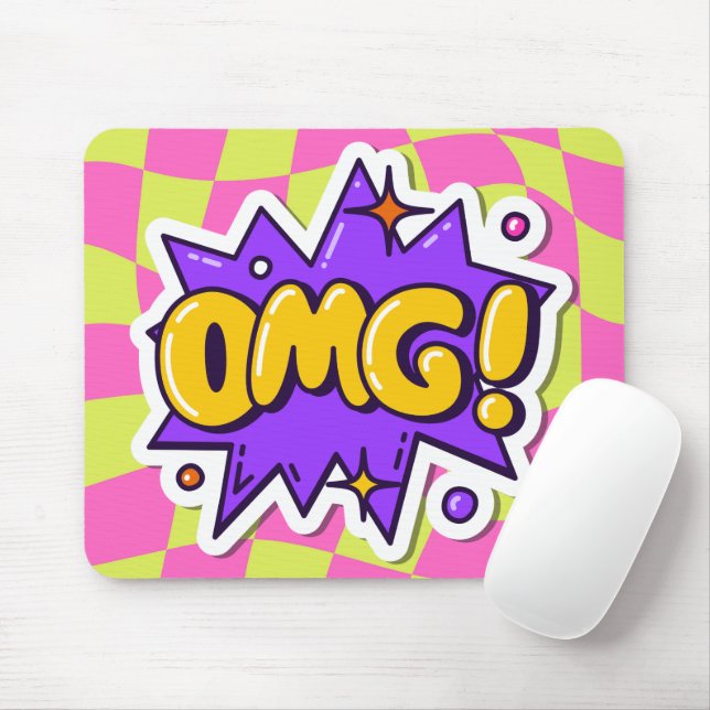 OMG Coole Pop Kunst farbig kariert Lila rosa Mousepad (Mit Mouse)