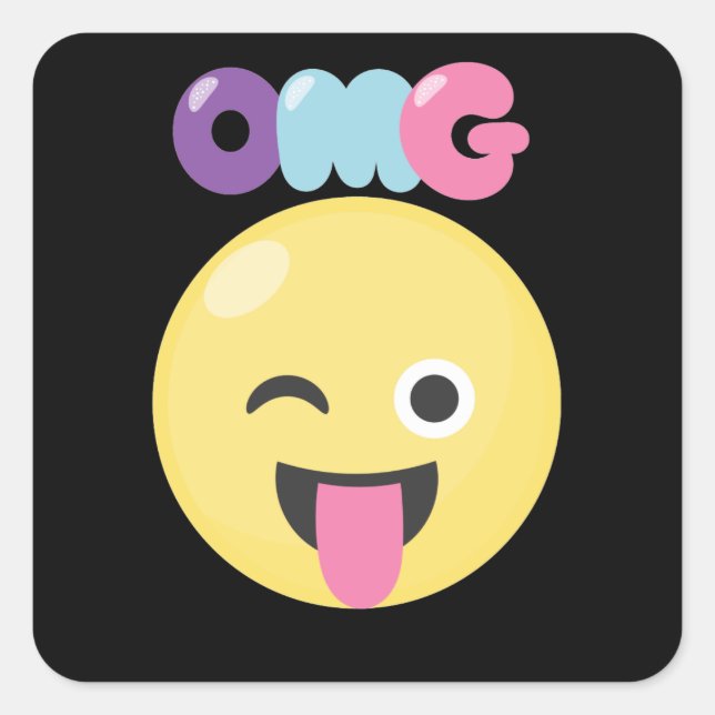 OMG Emoji Quadratischer Aufkleber (Vorderseite)