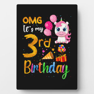 OMG Es ist mein 3. Geburtstag 3 Jahre altes süßes Fotoplatte