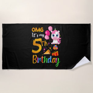 OMG Es ist mein 5. Geburtstag 5 Jahre altes süßes Strandtuch