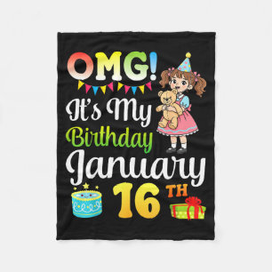 Omg Es Ist Mein Geburtstag Geboren Am 16. Januar S Fleecedecke