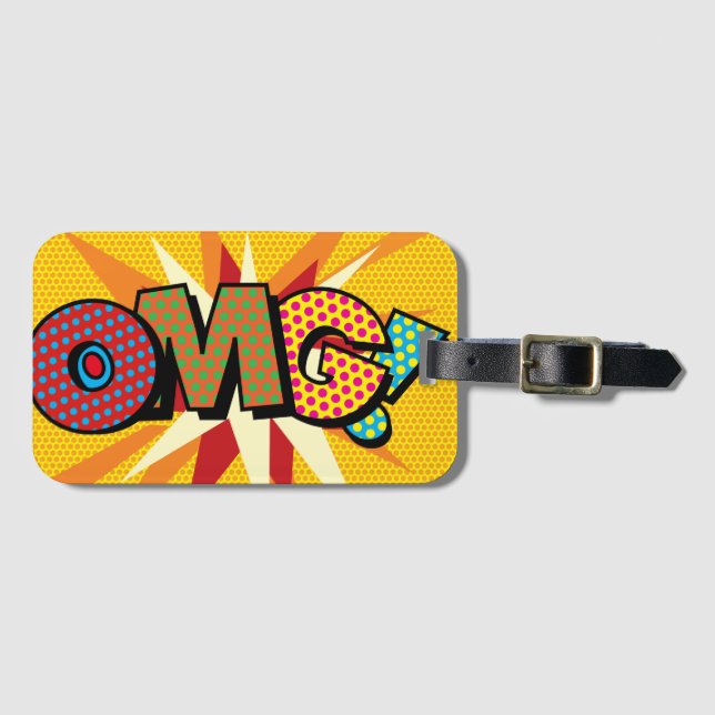 OMG Fun Retro Comic Pop Art Gepäckanhänger (Vorderseite (Horizontal))