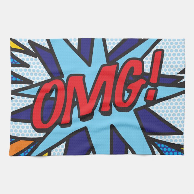 OMG Fun Retro Comic Pop Art Geschirrtuch (Horizontal)