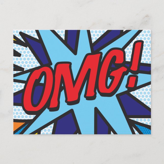 OMG Fun Retro Comic Pop Art Postkarte (Vorderseite)