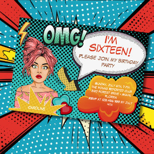 OMG! Ich bin... Teenager-Geburtstag Einladung