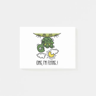 OMG, ich fliege optimistisch positive Schildkröten Post-it Klebezettel