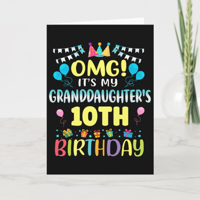 Omg Its My Granddaughters 10th Birthday Sweet 10 Y Karte (Vorderseite)