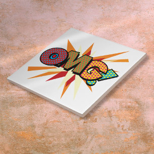 OMG Lustige Bunte Comic- Pop-Art Fliese