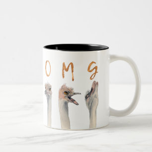 OMG lustige Strauß-Illustration Zweifarbige Tasse