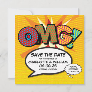 OMG Save the Date Spaß Retro Comic Pop Kunst