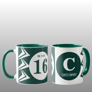 OMG Sie sind 16 Monogramm Name grün und weiß Tasse