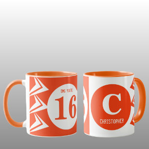 OMG Sie sind 16 Monogramm Name orange und weiß Tasse
