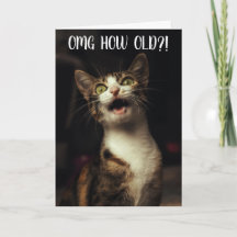 "OMG Wie alt?!" Funny Cat Birthday Card
