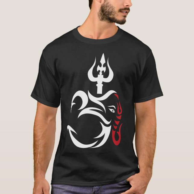 OMGanesha und Lord Shiva Divine Trident Trishul T-Shirt (Vorderseite)