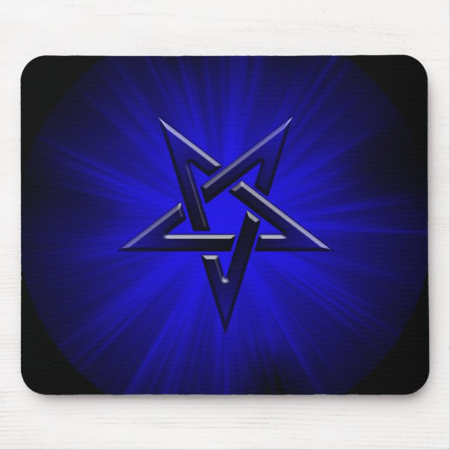Ominöses Blau umgekehrter Pentagram Mousepad (Vorne)