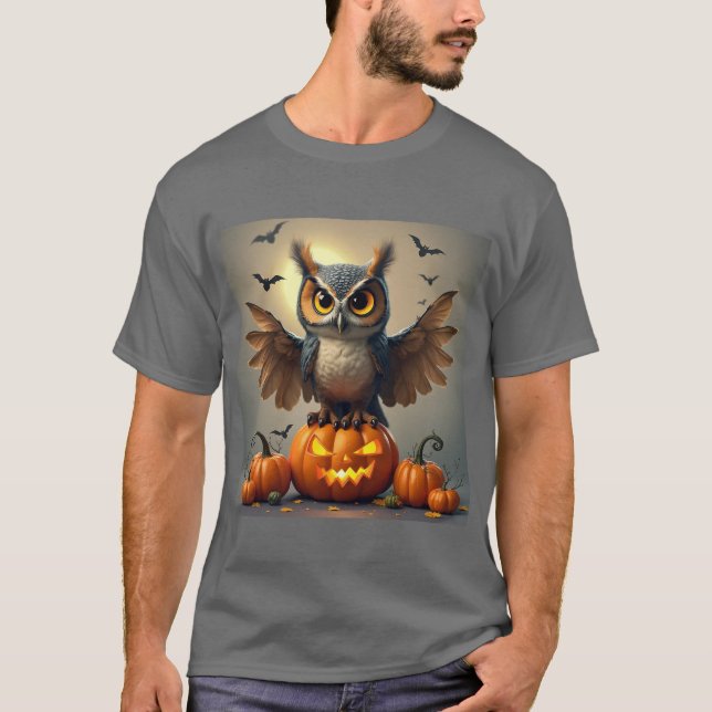Ominuschel mit Spooky Pumpkins: Halloween Vibes T-Shirt (Vorderseite)