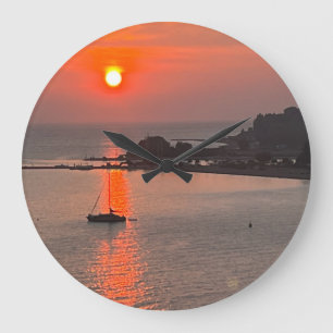 Omis Croatia Sunset Orange Sky Große Wanduhr