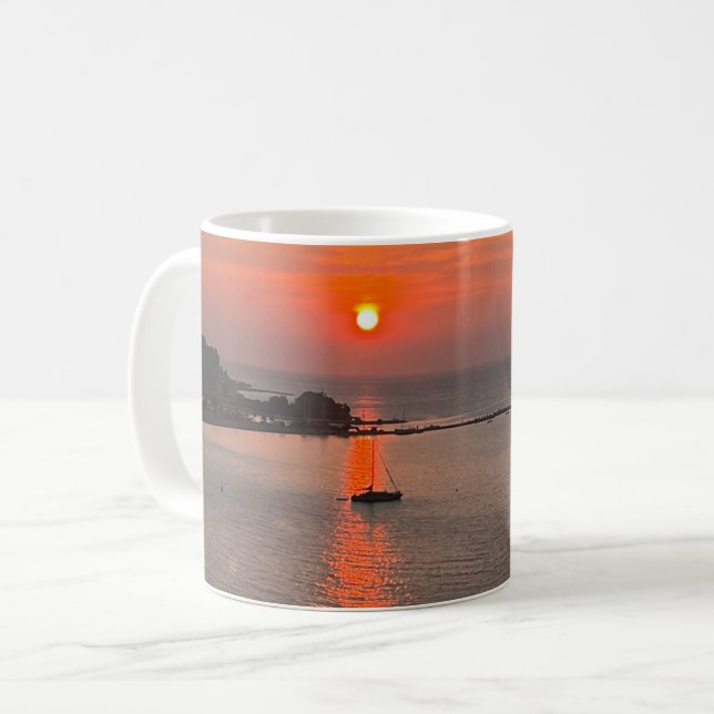 Omis Croatia Sunset Orange Sky Kaffeetasse (Vorderseite Links)