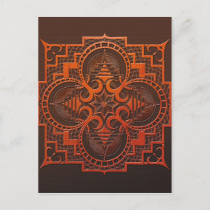 omjarah Holzschnitt-Mandala Postkarte