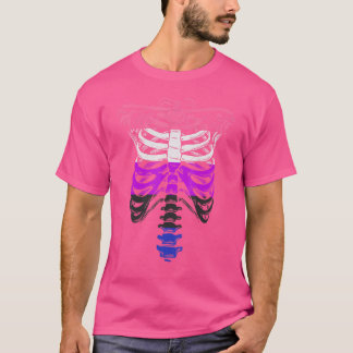 Omnisexual Gender Fluid Skeleton Ribcage LGBTQ Ske T-Shirt