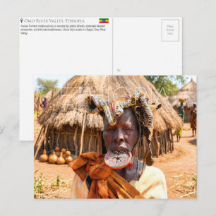 Omo-Flusstal Stamm, Äthiopien Reise-Postkarte Postkarte