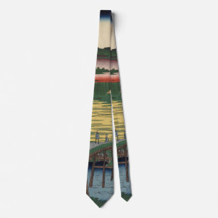 Omokage-Brücke Vintage-Ukiyoe-Japanische Kunst Krawatte