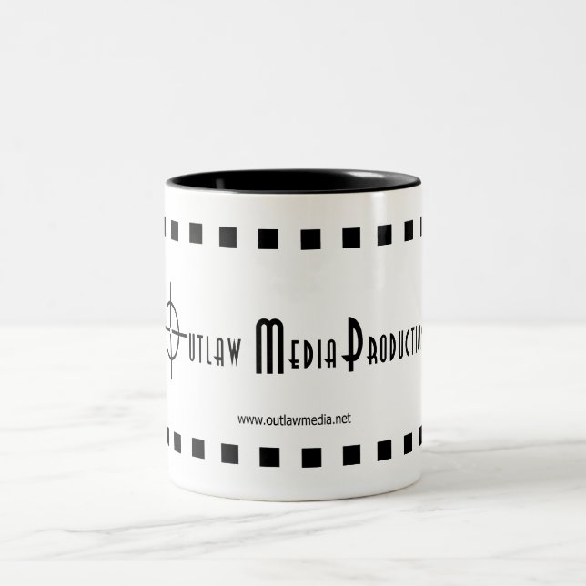OMP schwarzes Logo Zweifarbige Tasse (Mittel)