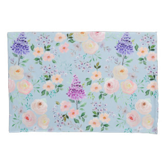 Omphaloden Blue Watercolor Floral Kissenbezug