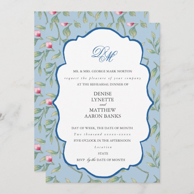 Omphalodes Blue Probe Dinner Einladung (Vorne/Hinten)