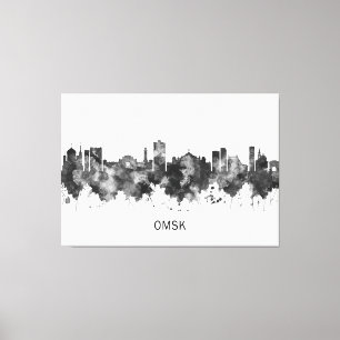 Omsk Russia Skyline BW Leinwanddruck
