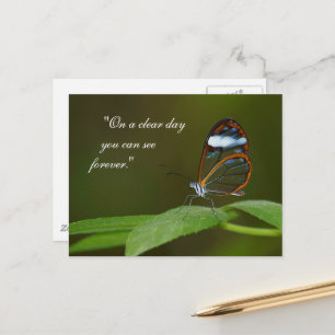 "On a Clear Day" Glaswing Butterfly Design Postkarte
