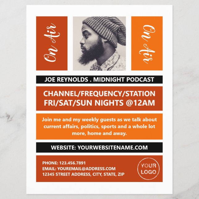 On Air - Podcaster-Foto - Retro-Podcast Flyer (Vorne)