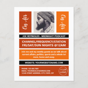 On Air - Podcaster-Foto - Retro-Podcast Flyer