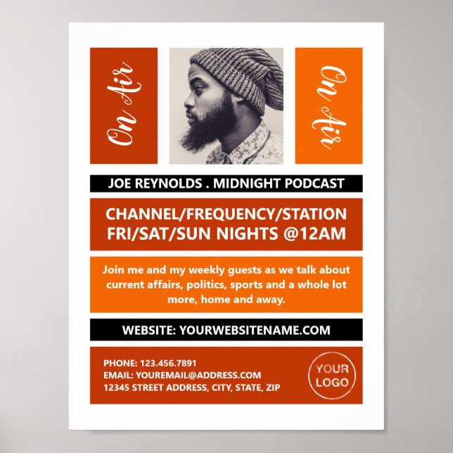 On Air - Podcaster-Foto - Retro-Podcast Poster (Vorne)