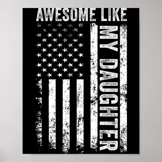 On Back Awesome Like My Daughter Men Funny Fathers Poster (Vorne)