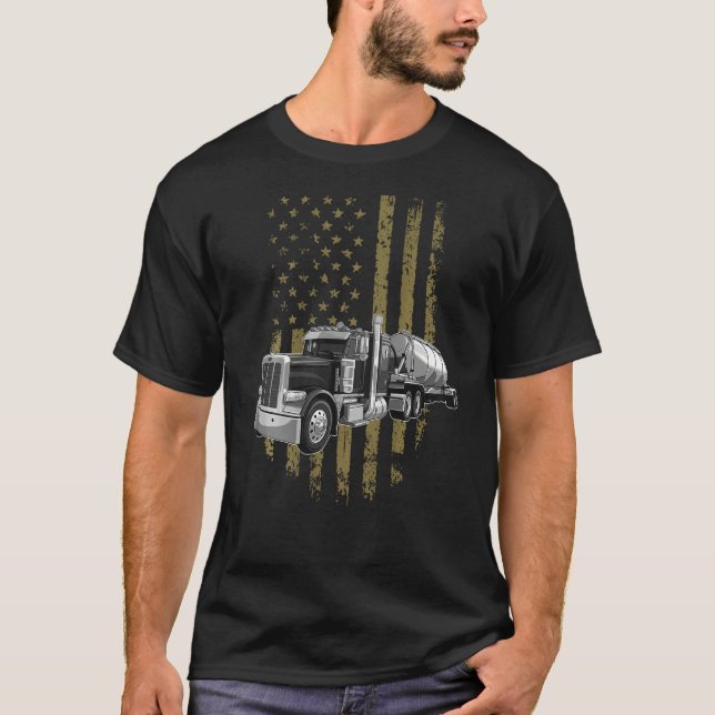 On Back- Big Rig Semi Trailer Truck Driver USA Ame T-Shirt (Vorderseite)