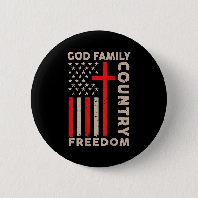 On-back God Family Country Dom Patriotic Christian Button (Vorderseite)