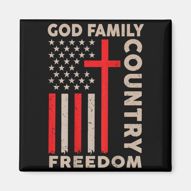 On-back God Family Country Dom Patriotic Christian Magnet (Vorne)