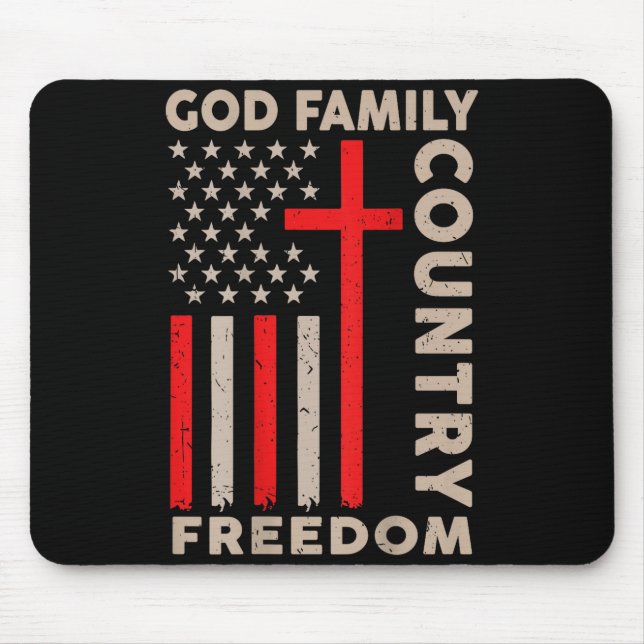 On-back God Family Country Dom Patriotic Christian Mousepad (Vorne)