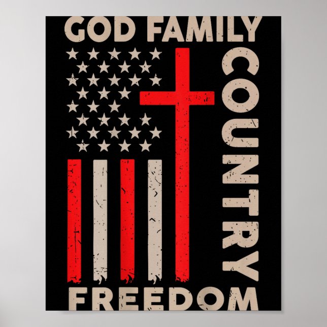 On-back God Family Country Dom Patriotic Christian Poster (Vorne)
