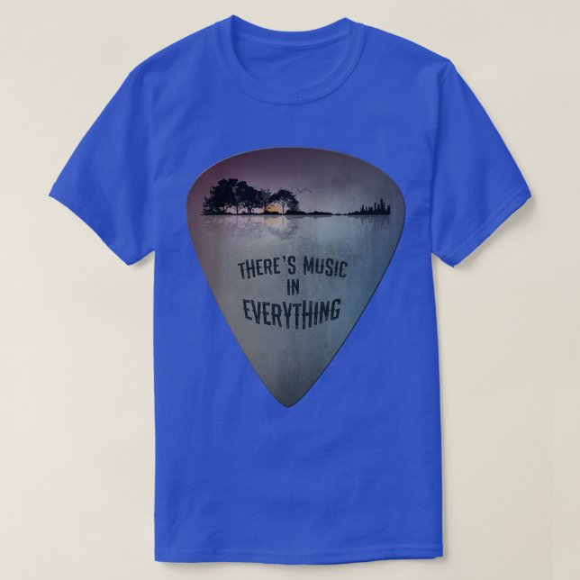 ON BACK Guitar Pick Distressed Lake Reflections Gu T-Shirt (Design vorne)